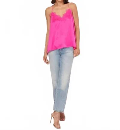 CAMI NYC CHARMEUSE RACER CAMISOLE IN NEON PINK