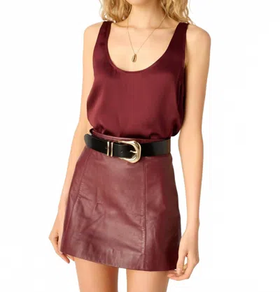 Cami Nyc Cillian Genuine Leather Mini Skirt In Syrah In Brown