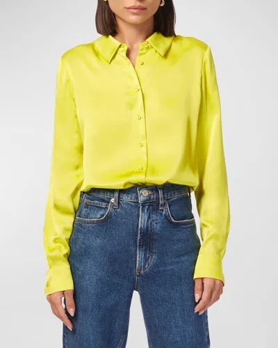 Cami Nyc Crosby Silk Charmeuse Button-up Shirt In Zest