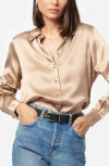 Cami Nyc Crosby Silk Charmeuse Button-up Shirt In Champagne