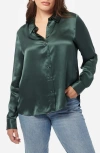 Cami Nyc Crosby Silk Charmeuse Button-up Shirt In Hunter