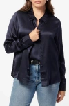 Cami Nyc Crosby Silk Charmeuse Button-up Shirt In Navy