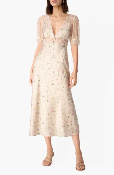 Cami Nyc Dinah Floral Lace Silk Midi Dress In Neutral