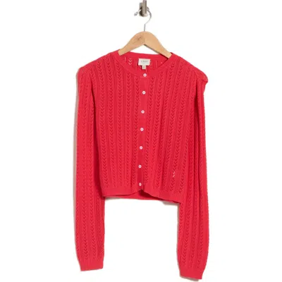 Cami Nyc Dresden Pointelle Crop Cardigan In Candy Apple