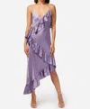 Cami Nyc Dua Tiered Ruffle Floral Silk Midi Dress In Purple