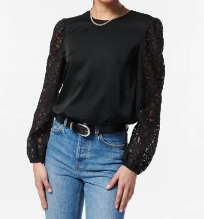Cami Nyc Effy Lace-sleeve Silk Top In Black