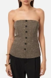 CAMI NYC CAMI NYC ELLIOT SEQUIN WOOL BLEND HERRINGBONE STRAPLESS TOP