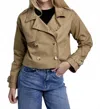 Cami Nyc Evans Cropped Trench Coat Jacket In Khaki In Green