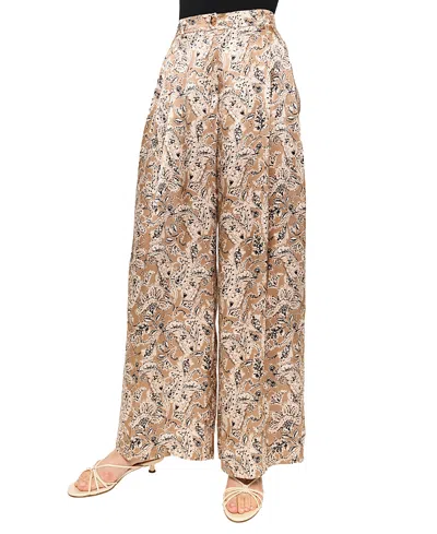 Cami Nyc Fabian High Rise Charmeuse Pant In Neutral Paisley