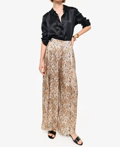 Cami Nyc Fabian High Rise Charmeuse Pants In Neutral Paisley In Brown