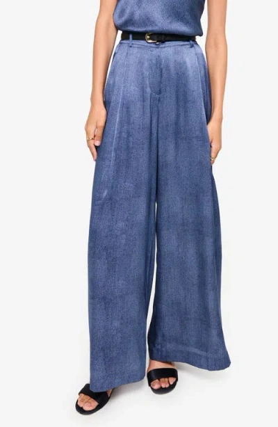 Cami Nyc Fabian High Waist Wide Leg Silk Pants In Raw Denim