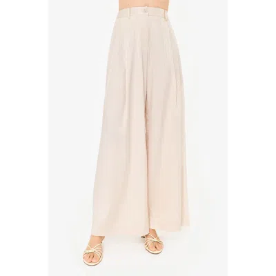Cami Nyc Fabian Stripe Jacquard High Waist Wide Leg Stretch Silk Pants In White