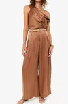 Cami Nyc Fabian Wide Leg High Rise Pant In Carib In Brown