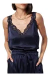 Cami Nyc Fernanda Silk Lace-trim Cami In Blue