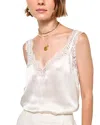 Cami Nyc Fernanda Lace Trim Silk Charmeuse Tank In Macademia