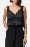 Cami Nyc Fernanda Lace Trim Silk Charmeuse Tank In Black
