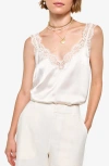 Cami Nyc Fernanda Lace Trim Silk Charmeuse Tank In Macadamia