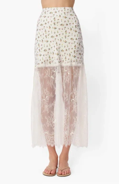 Cami Nyc Flo Midi Skirt With Lace Hem In Multi