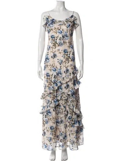 Pre-owned Cami Nyc Floral Print Long Dress In Neutrals
