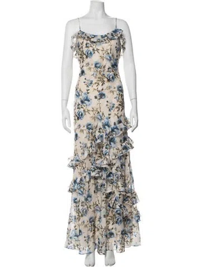 Pre-owned Cami Nyc Floral Print Long Dress W/ Tags In Neutrals