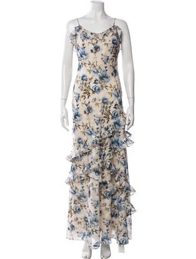 Pre-owned Cami Nyc Floral Print Long Dress W/ Tags In Neutrals