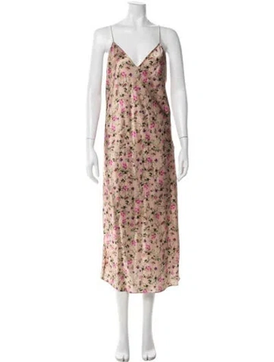Pre-owned Cami Nyc Floral Print Midi Length Dress In Purple