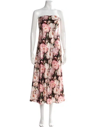 Pre-owned Cami Nyc Floral Print Midi Length Dress W/ Tags In Pink