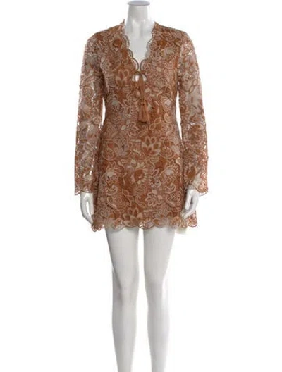 Pre-owned Cami Nyc Floral Print Mini Dress W/ Tags In Brown