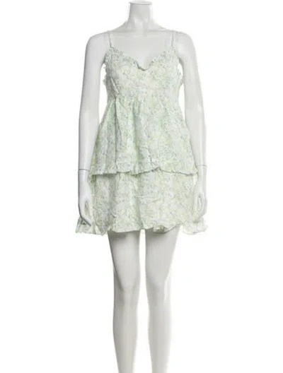 Pre-owned Cami Nyc Floral Print Mini Dress W/ Tags In Green