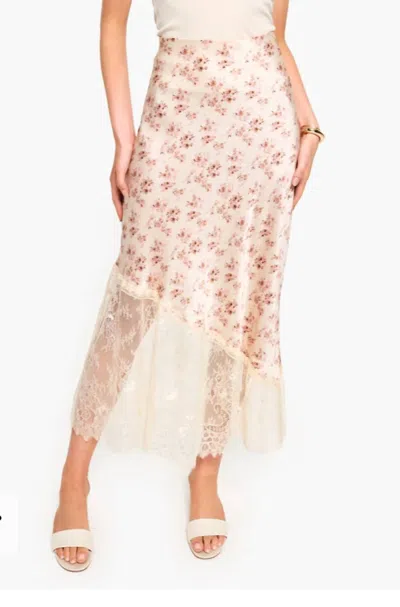 Cami Nyc Florian Hammered Silk Skirt Dutch Fields In Ivory In Pink