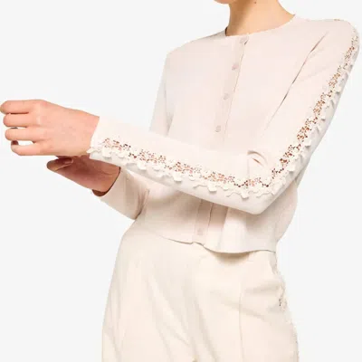Cami Nyc Garcia Lace Trim Cardigan In Bone In Gray