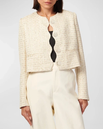 Cami Nyc Giselle Cropped Tweed Blazer In Gold Fleck