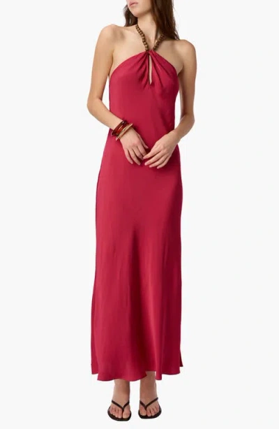 Cami Nyc Giulia Hammered Silk Halter Dress In Red