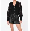 Cami Nyc Gladis Lace-sleeve Merino Wool Cardigan In Black In Black
