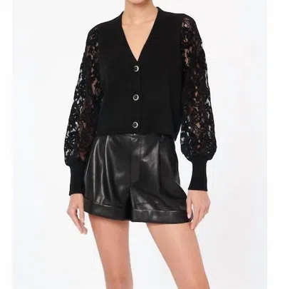 Cami Nyc Gladis Lace-sleeve Merino Wool Cardigan In Black