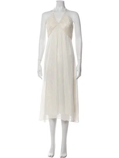 Pre-owned Cami Nyc Halterneck Midi Length Dress In Neutral