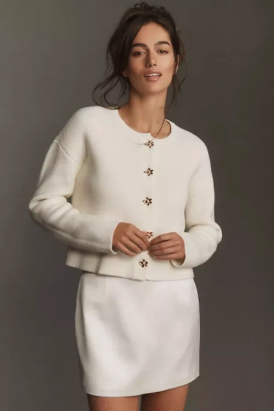 Cami Nyc Hara Crew-neck Cardigan Sweater In White