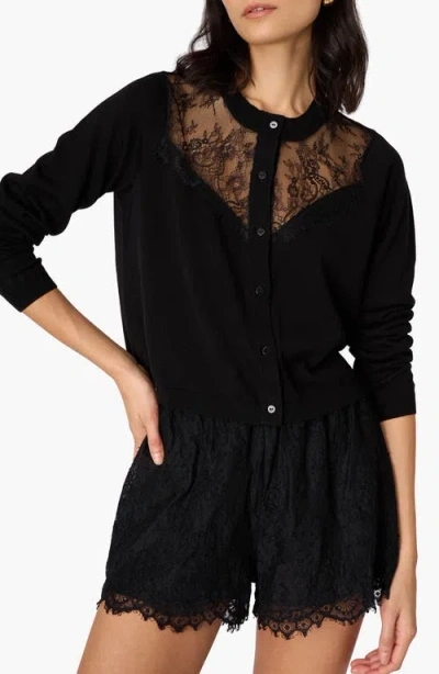 Cami Nyc Harleth Lace Panel Cardigan In Black