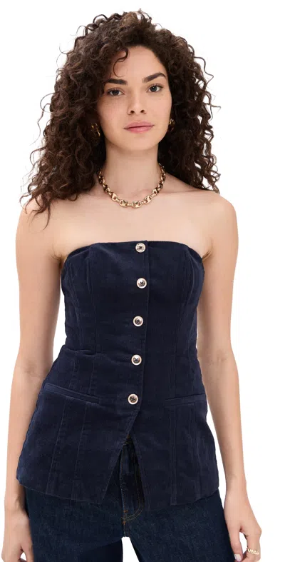 Cami Nyc Iman Corduroy Strapless Top Navy In Blue
