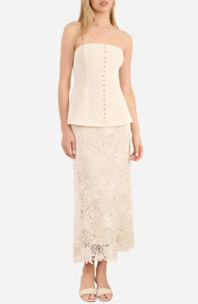 Cami Nyc Imogene Strapless Mixed Media Dress In Neutral