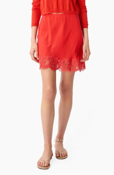 Cami Nyc Inez Lace Trim Silk Miniskirt In Red
