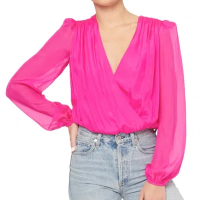 Cami Nyc Women's Isa Pleated Surplice Bodysuit In Neon Pink