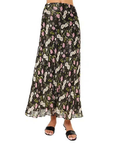 Cami Nyc Jayna Mid Rise Metallic Chiffon Skirt In Black