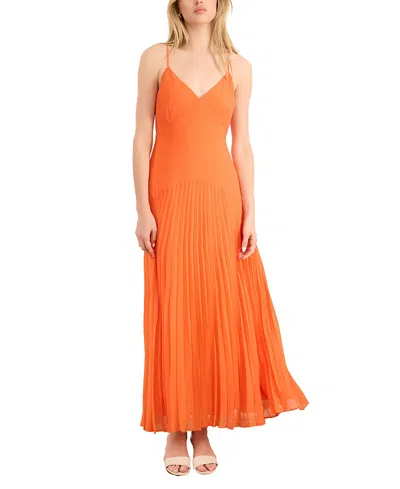 Cami Nyc Jennelyn Chiffon Pleated Gown In Orange