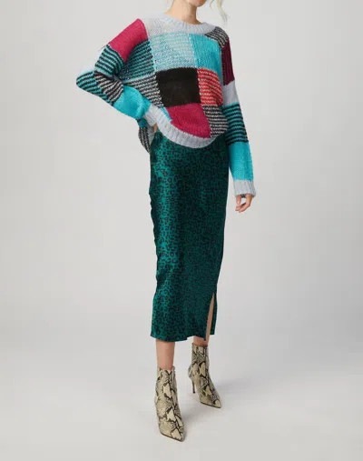 Cami Nyc Jessica Midi Skirt In Emerald Leopard In Animal Print