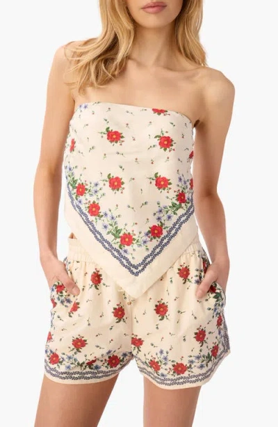Cami Nyc Juli Strapless Tie Back Silk Scarf Top In Neutral