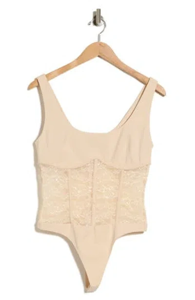 Cami Nyc Kimber Lace Corset Bodysuit In Bone