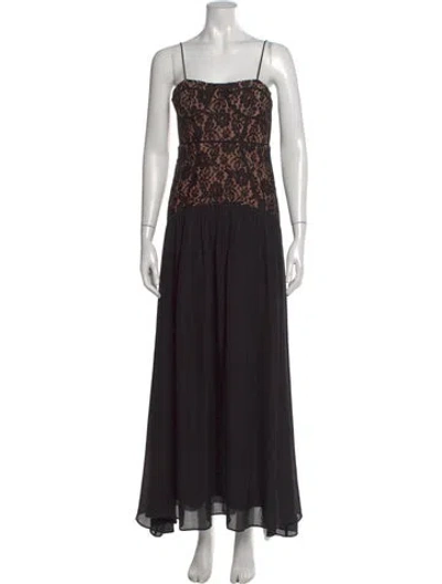 Pre-owned Cami Nyc Lace Pattern Long Dress In Black