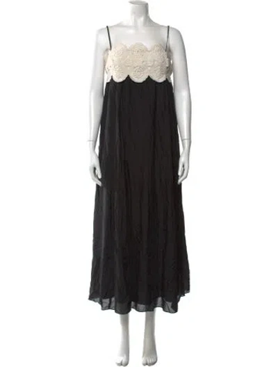 Pre-owned Cami Nyc Lace Pattern Long Dress In Black
