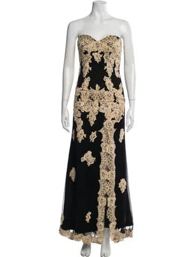 Pre-owned Cami Nyc Lace Pattern Long Dress In Black